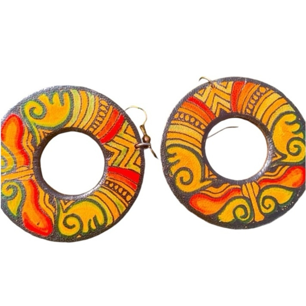 RARE FIND Vintage Handcrafted Leather Earrings